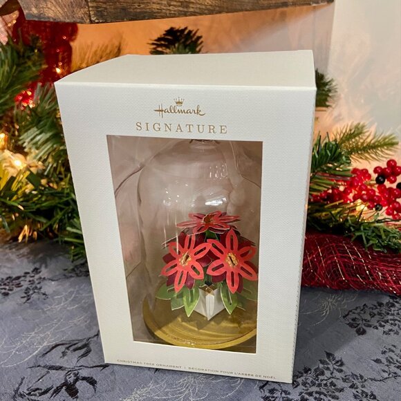 Hallmark Keepsake Ornament "POINSETTIA" Glass Cloche - Picture 8 of 13